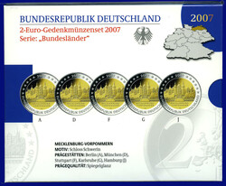 2 Euro 2007 ADFGJ, Mecklenburg-Vorpommern - Schloss Schwerin, kpl. ...